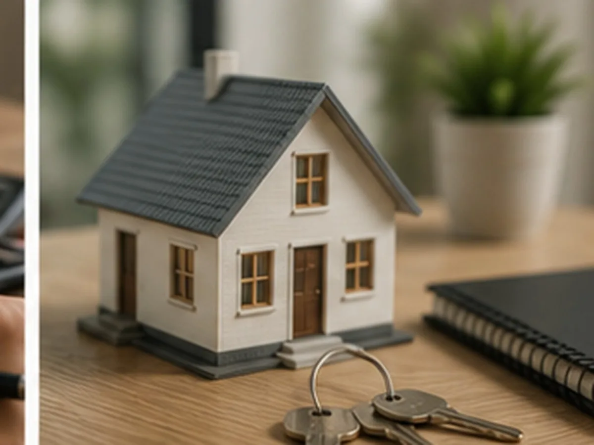 Reduzir o valor da carta de crédito | Consórcios Dourados Maquete de casa branca com telhado escuro e chaves sobre a mesa, ajuste do valor da carta de crédito do consórcio de imóvel